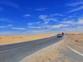 road in desert on Algeria