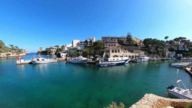 Port of Cala Figuera with typical Majorcan boats moored