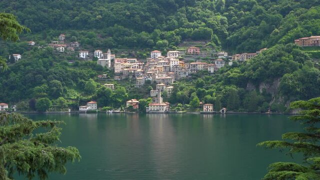 Careno, one of the most beautiful villages on lake Como. 4K 
