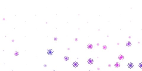 Light Pink vector doodle background with flowers.