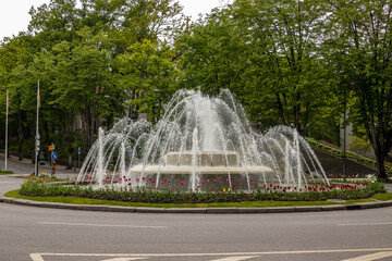 Water fountain at the roundabout in Rossio Square, in Viseu © paulomachado_9