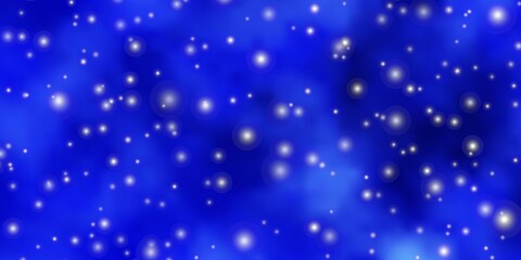 Light BLUE vector template with neon stars. Decorative illustration with stars on abstract template. Pattern for websites, landing pages.