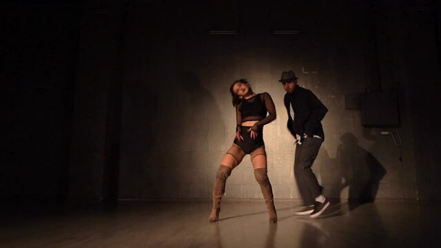 Duet of professional funk dancers