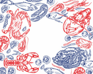 Illustration of different seafood.