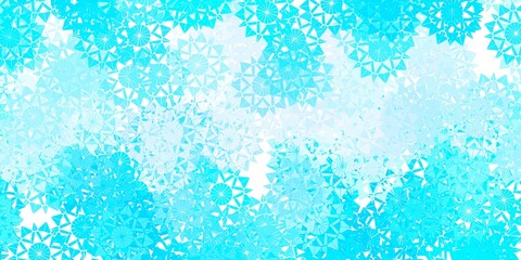 Light Pink, Blue vector background with christmas snowflakes.