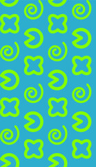 Summer theme in vibrant and colorful colors. square and zigzag pattern. Seamless pattern. Background image.
