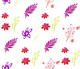 Fototapeta na wymiar Image without seams. Beautiful pattern on a summer theme. Pattern consisting of natural colors and leaves. Background image. 