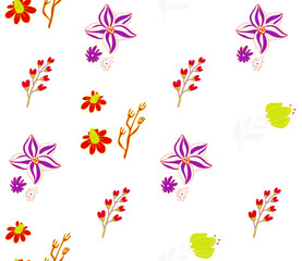 Image without seams. Beautiful pattern on a summer theme. Pattern consisting of  natural colors and leaves. Background image.
