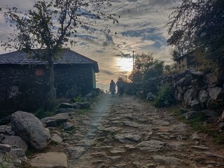 hiking in the mountains