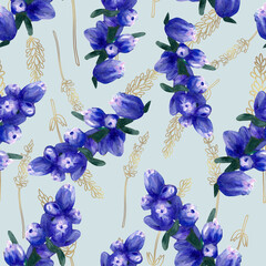 Fototapeta na wymiar seamless pattern design with hand painted watercolor lavender