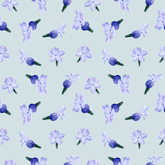 seamless pattern design with watercolor lavender flowers