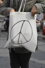 peace sign on a bag