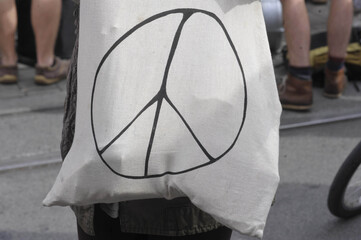 peace sign on a bag