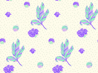 Fototapeta na wymiar Image without seams. Beautiful pattern on a summer theme. Pattern consisting of floral ornament and glade. Background image. 