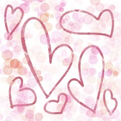pink backgrounds with red hearts and pink bubbles