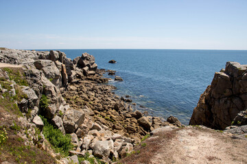 coastline in brittany with sea views and rocks