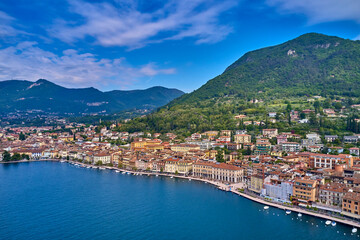 Aerial view of the city of Salò, Lake Garda, Italy