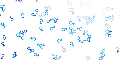 Light Blue, Yellow vector texture with women's rights symbols.