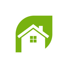 Green House Icon Vector Logo Design Template