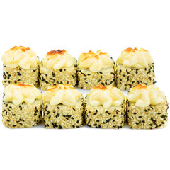 
tasty rolls on a white plate for a restaurant menu11