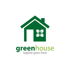 Green House Icon Vector Logo Design Template