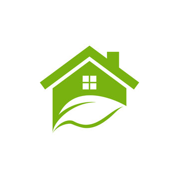 Green House Icon Vector Logo Design Template