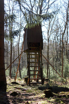 Hochsitz oder auch J&auml;gerstand im Wald in Deutschland.