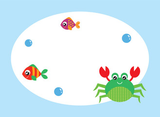 cute crab cartoon greeting card vector