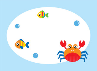 cute crab cartoon greeting card vector