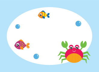 cute crab cartoon greeting card vector