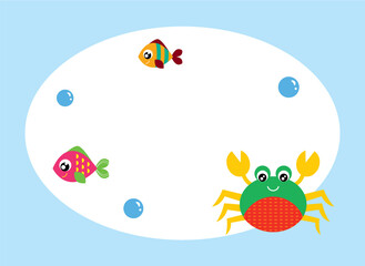 cute crab cartoon greeting card vector