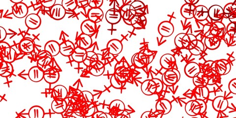 Light Red, Yellow vector background with woman symbols.