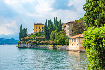 Villa Cipressi viewed from villa monastero at Varenna in Italy