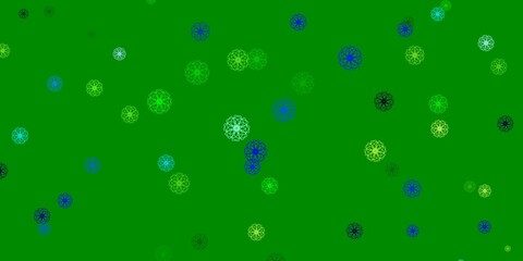 Light Blue, Green vector doodle texture with flowers.