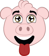 Vector illustration of the face of a cute cartoon pig