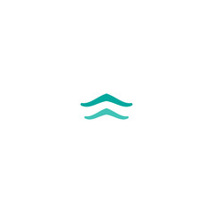 two blue wavy arrows up icon. swipe up button. Isolated on white. Upload icon.