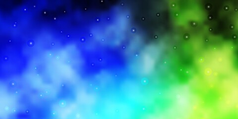 Fototapeta premium Light Blue, Green vector background with small and big stars. Colorful illustration in abstract style with gradient stars. Best design for your ad, poster, banner.