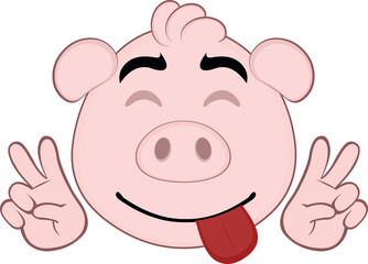 Obraz na płótnie Canvas Vector illustration of the face of a cute cartoon pig