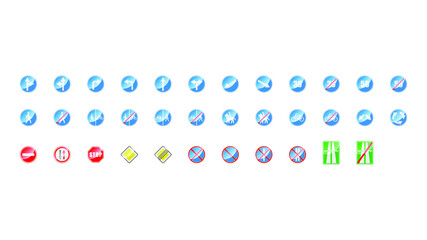Set Of Different Collection Road Signs Vector Traffic
