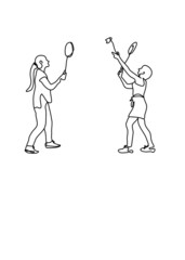 Continuous line drawing, Sport people activities,