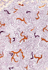 Abstract background. Curly elements. Psychedelic pattern design. Hand-drawn Doodle illustration