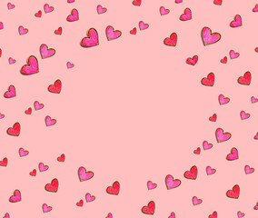 Appreciation theme with hand drawing hearts - flat lay