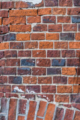 brick red wall. background of a old brick house.