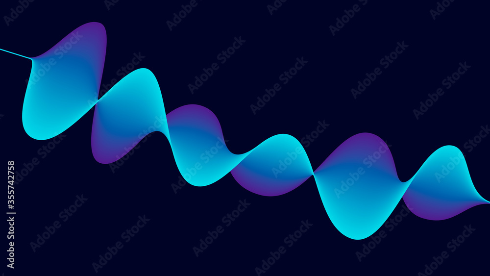 Poster Abstract background with wave. Flowing colorful dynamic lines. Vector illustration.
