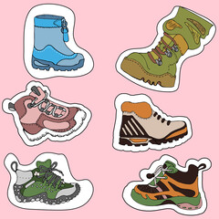 Boot icon in sticker color style.Vector illustration.