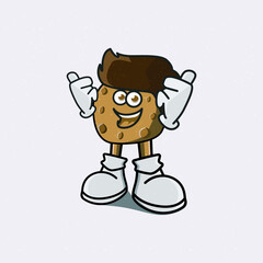 cartoon character of biscuit, food vector design, food mascot