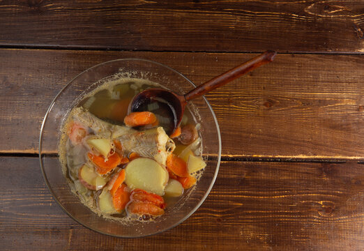 Soup with fish(mintai), potatoes , carrots
