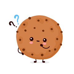 Cute happy chocolate cookie with question mark