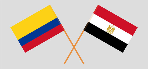 Crossed flags of Egypt and Colombia