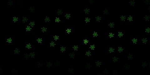 Dark green vector pattern with coronavirus elements.